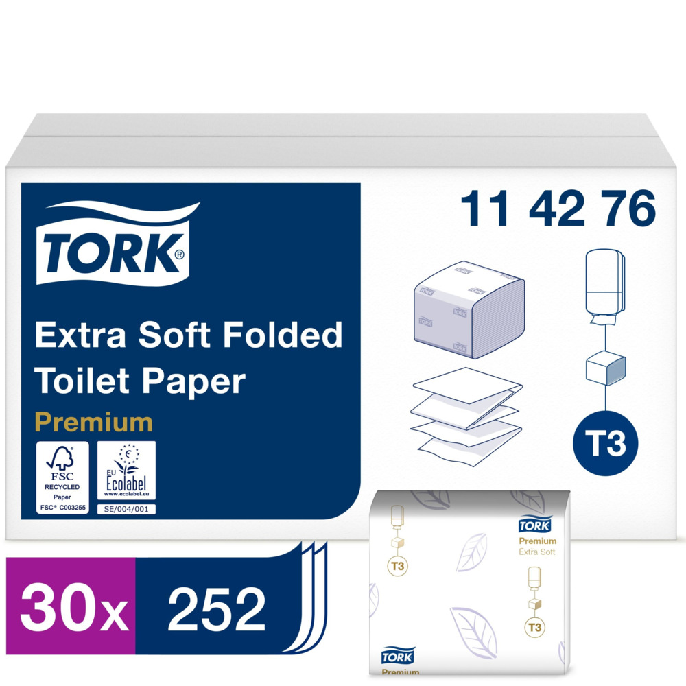 Tork T3 Premium 2 lager extra mjukt vikt Toalettpapper